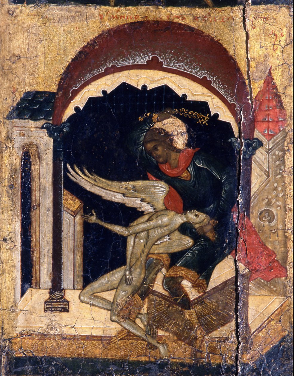 Św. Niceta pokonująca szatana Detal, XVI w. autorstwa Anonymous Russian icon painter