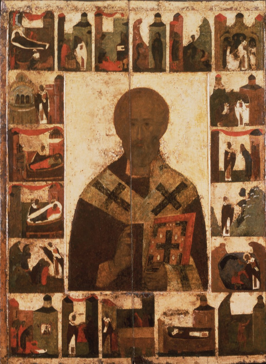 Święty Mikołaj ze scenami z jego życia, XIV w. autorstwa Anonymous Russian icon painter