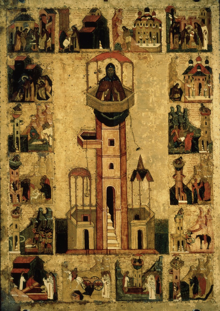 Św. Szymon Słupnik ze scenami z jego życia, XVI w. autorstwa Anonymous Russian icon painter