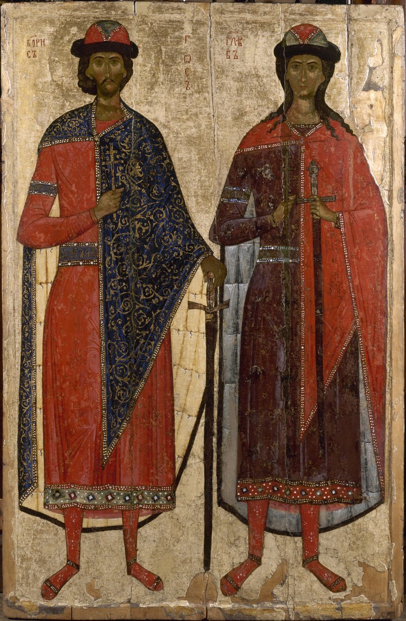 Święci Borys i Gleb, połowa XIV wieku. autorstwa Anonymous Russian icon painter