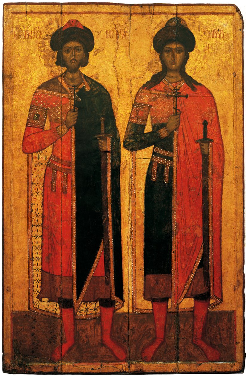 Święci Borys i Gleb, połowa XIV wieku. autorstwa Anonymous Russian icon painter