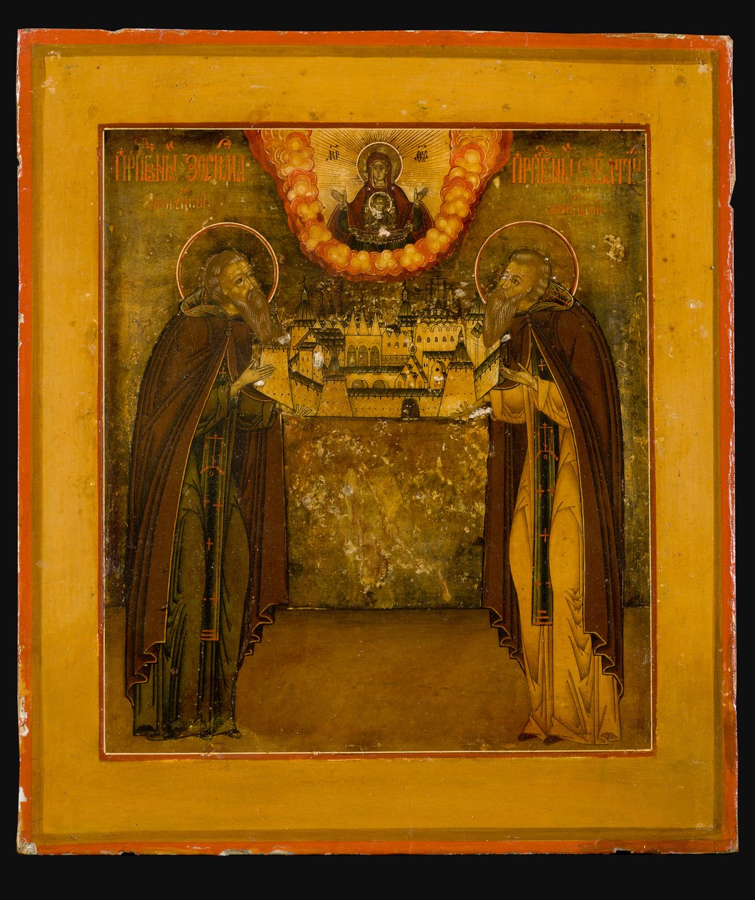 Święci Zosima i Savvatiy z Sołowek, koniec XVIII w. autorstwa Anonymous Russian icon painter