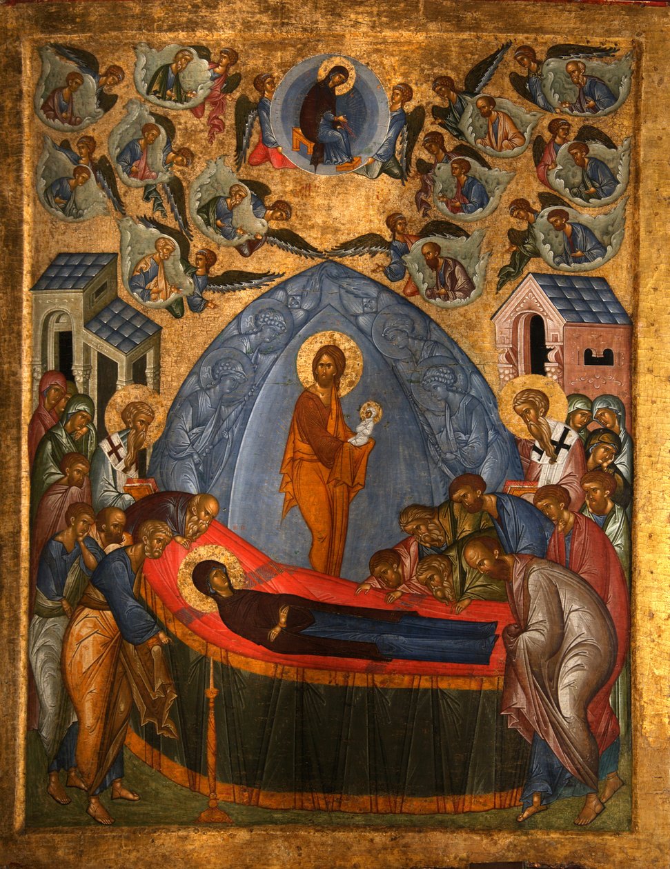 Zaśnięcie Marii, XV wiek autorstwa Anonymous Russian icon painter