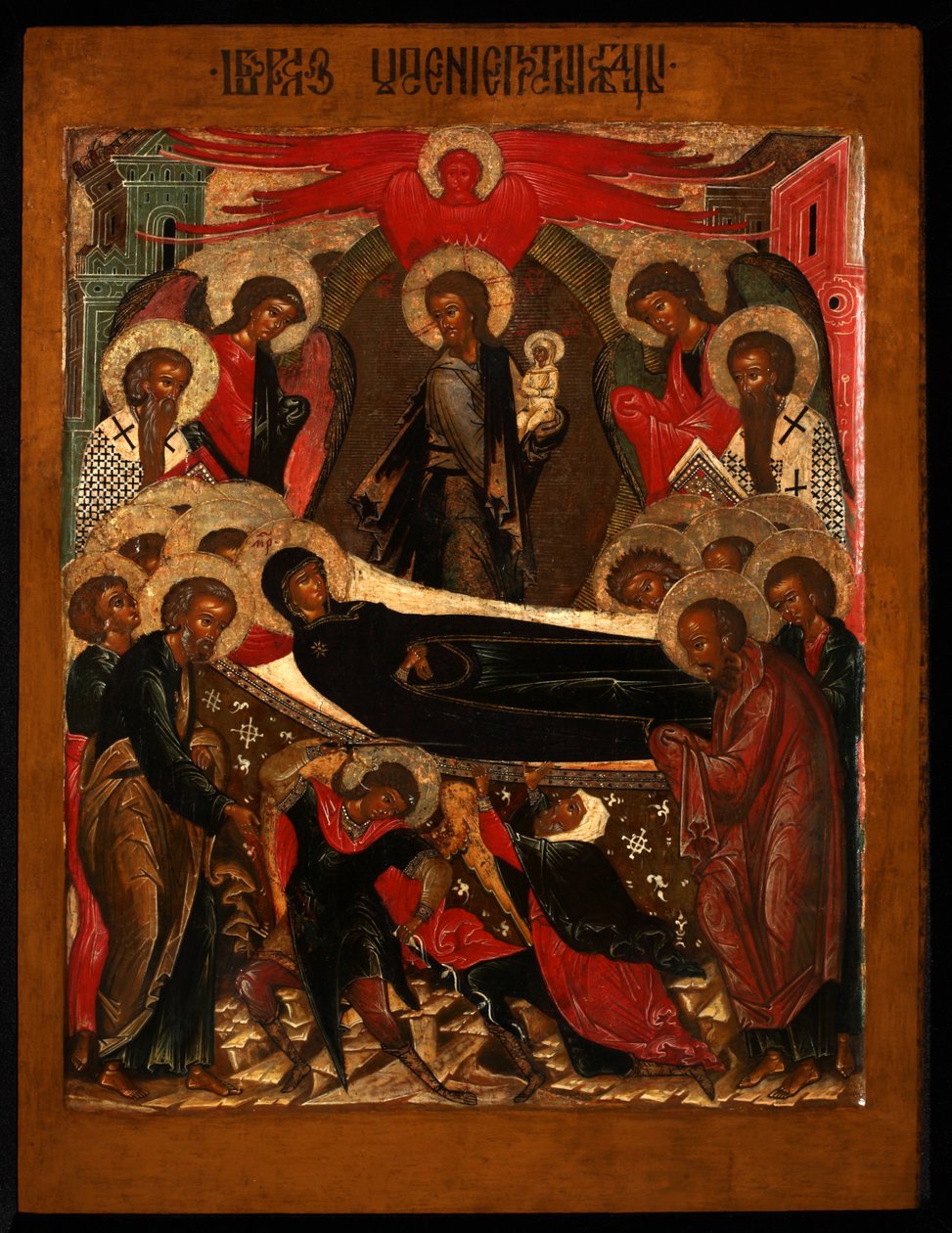 Zaśnięcie Dziewicy, 1640s autorstwa Anonymous Russian icon painter