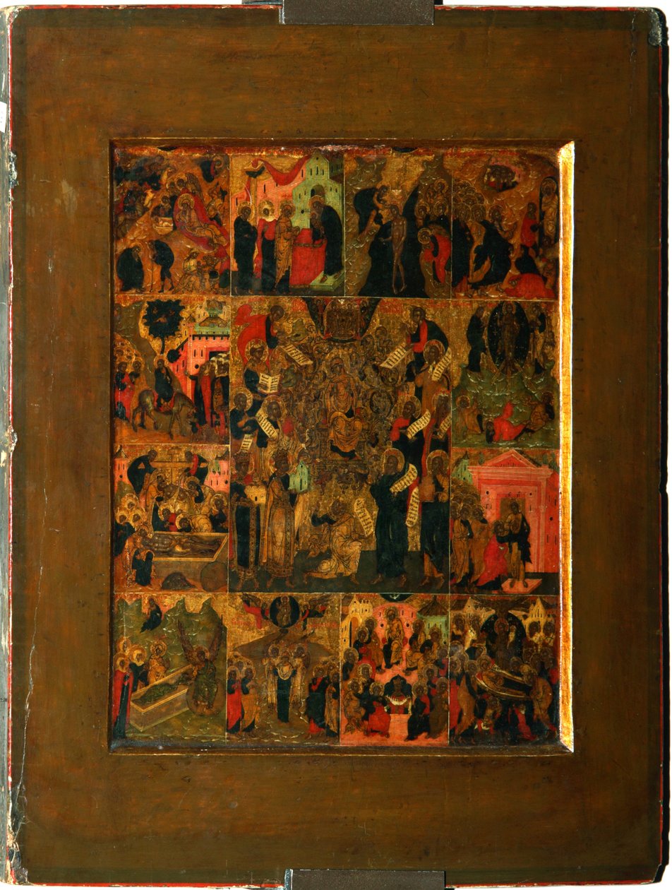 Gloryfikacja hymnu do Najświętszej Maryi Panny Akatystycznej, pocz. autorstwa Anonymous Russian icon painter