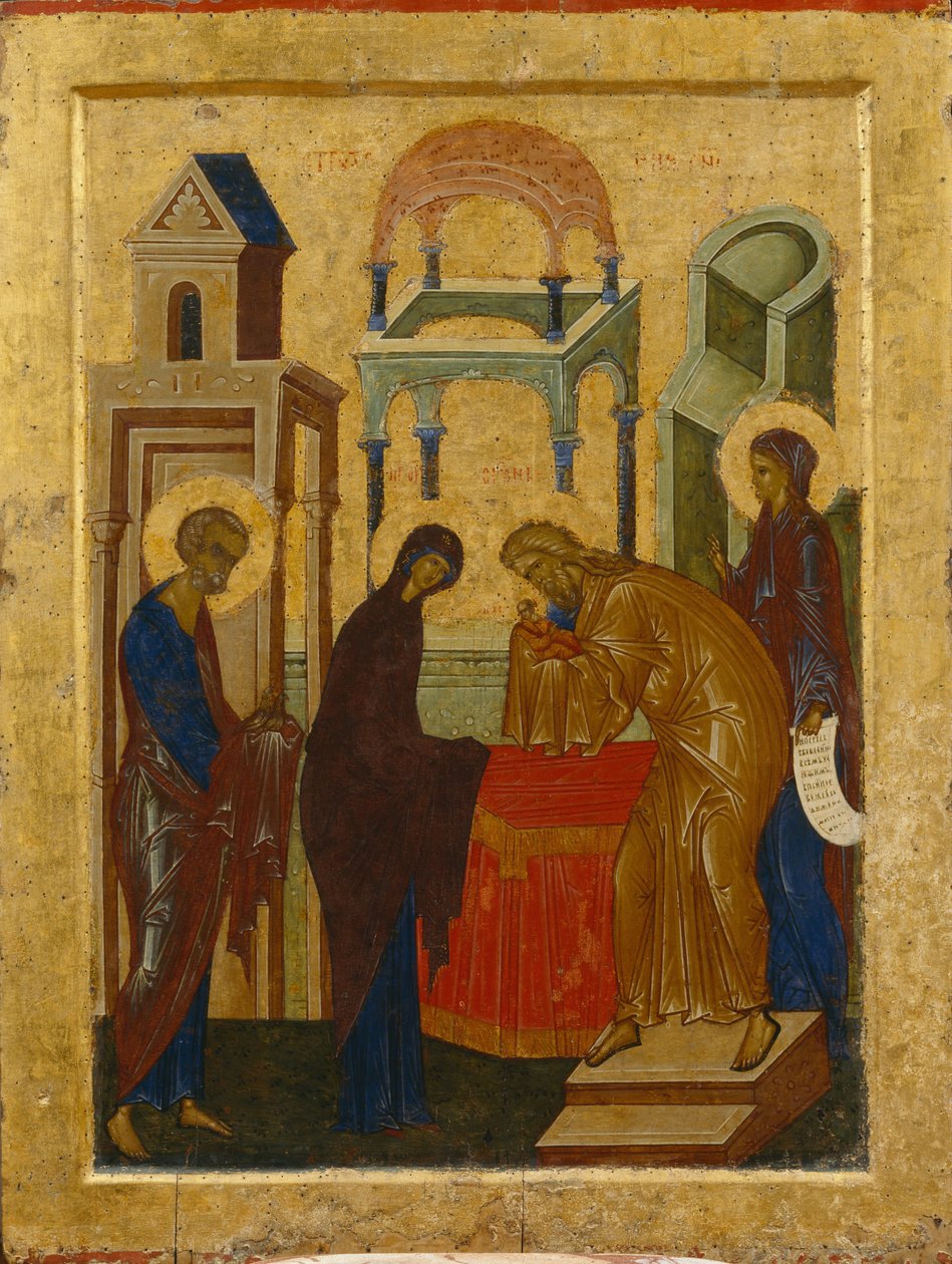 Ofiarowanie Najświętszej Marii Panny, 1497 autorstwa Anonymous Russian icon painter