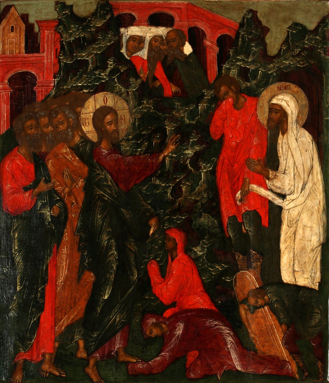 Wskrzeszenie Łazarza, lata 60. XVI wieku autorstwa Anonymous Russian icon painter