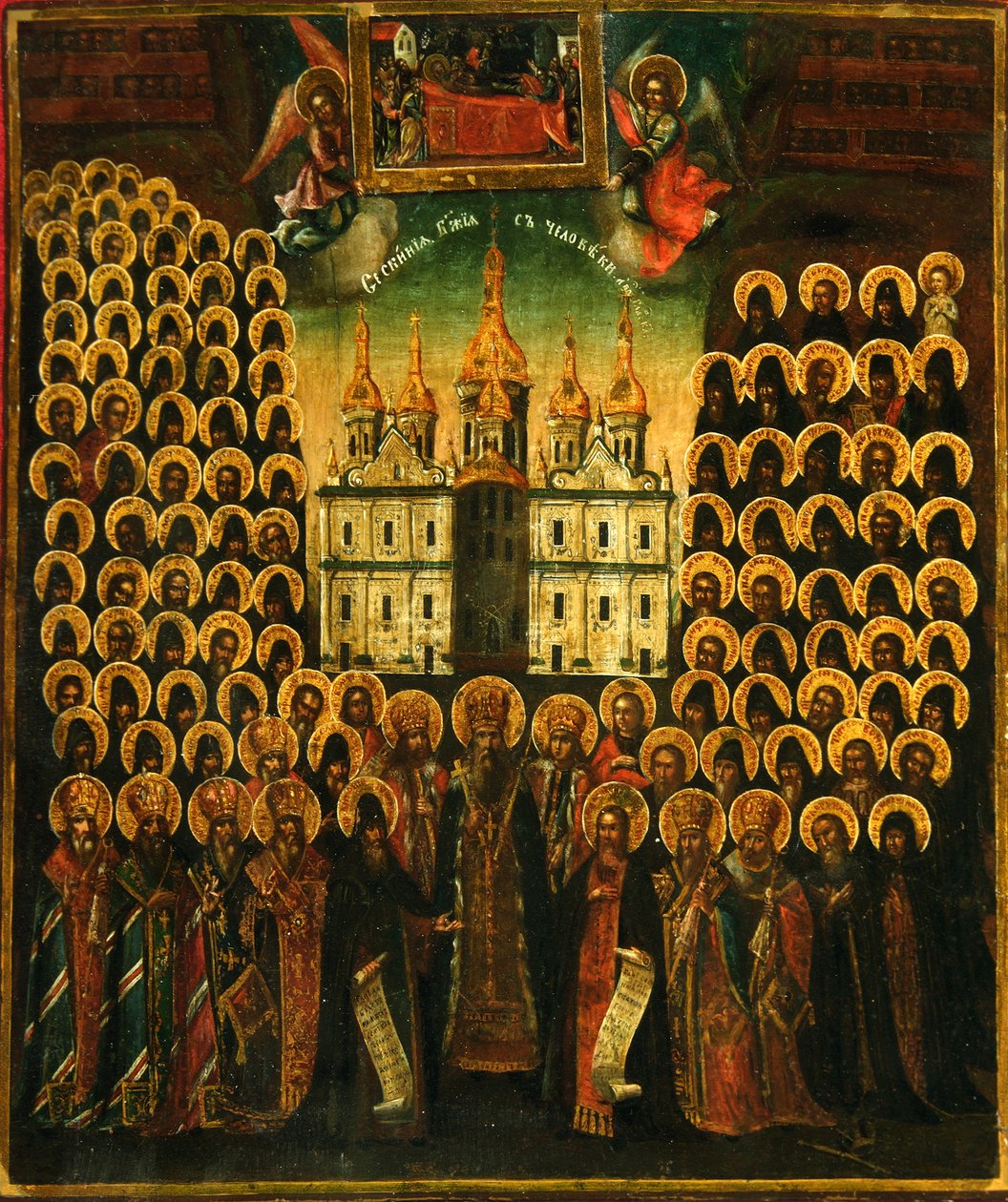 Synaksja Świętych Jaskiń Kijowskich, druga połowa XVIII wieku. autorstwa Anonymous Russian icon painter