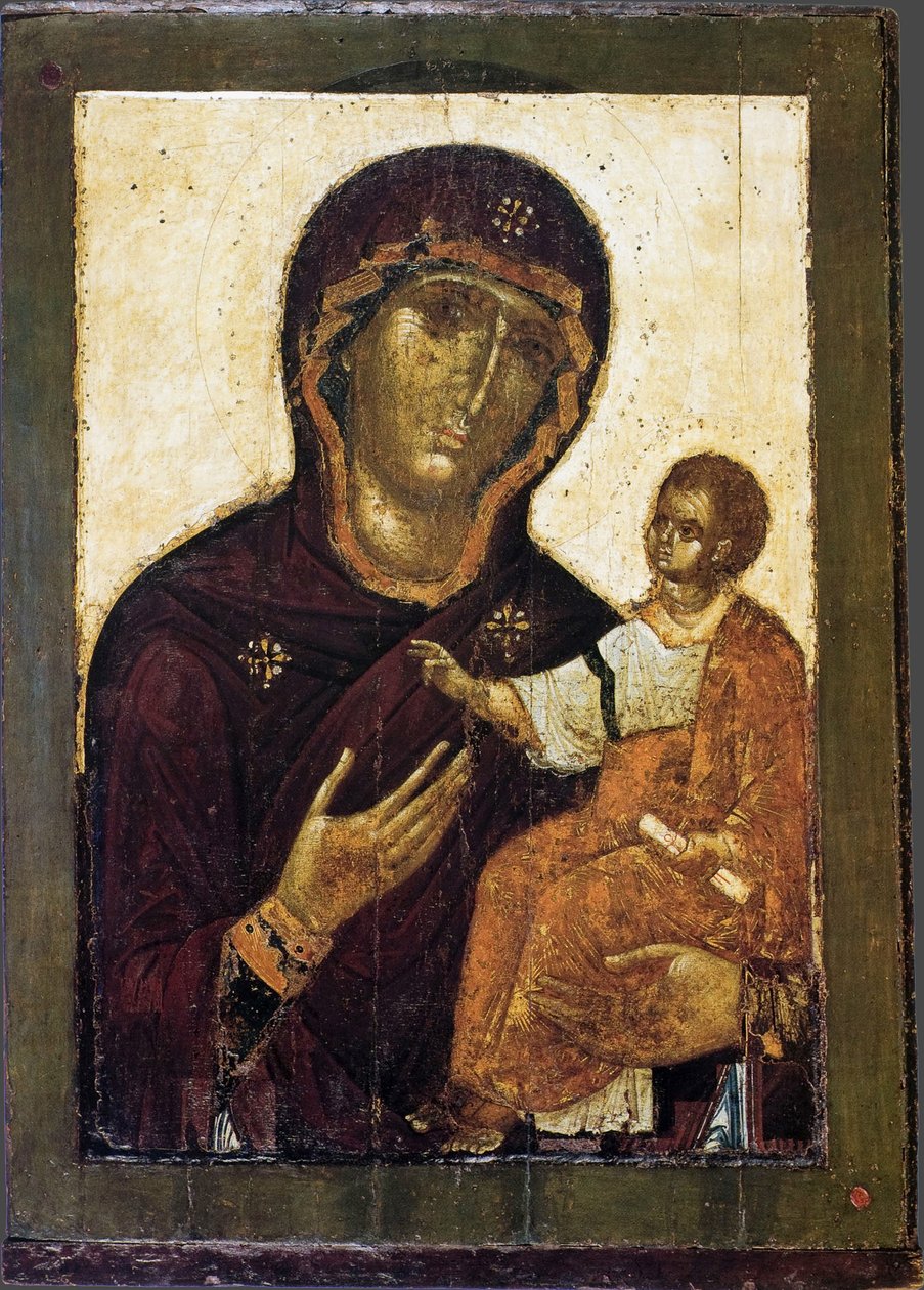 Dziewica Hodegetria, XII wiek autorstwa Anonymous Russian icon painter