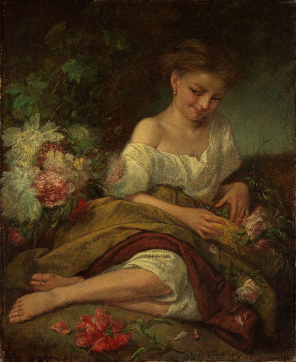 Dziewczynka z kwiatami autorstwa Anselm Feuerbach