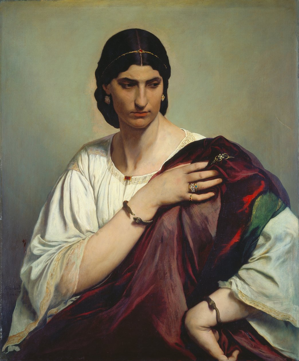 Portret rzymskiej kobiety w połowie długości autorstwa Anselm Feuerbach