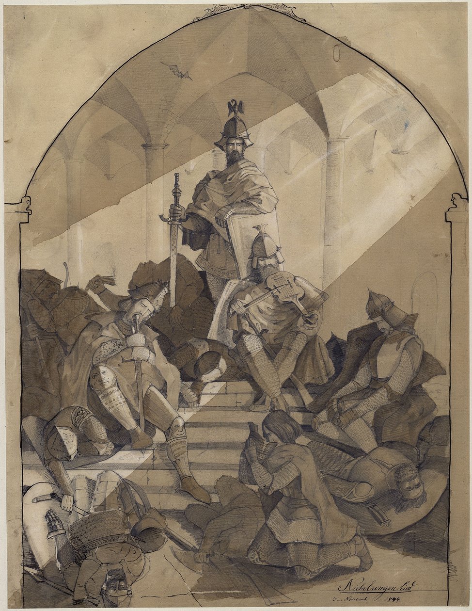 Motyw z Pieśni o Nibelungach autorstwa Anselm Feuerbach