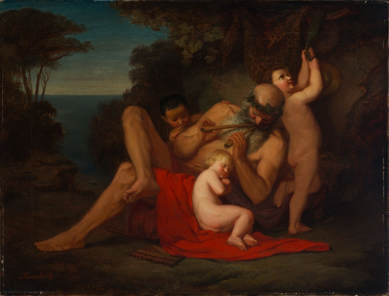 Sylen z śpiącym chłopcem Bachusem autorstwa Anselm Feuerbach