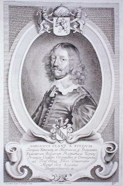Adriaen Client van Stedum (1599-1665) z „Portraits des Hommes Illustres”, sztychowanej przez Cornelisa Galle, wydanej w 1706 r. (grafika) autorstwa Anselmus van (after) Hulle