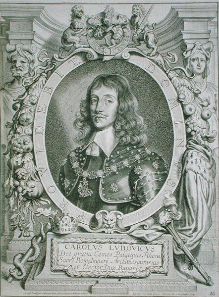 Charles Louis (1617-80) elektor Palatynu, z „Portraits des Hommes Illustres”, sztychowanej przez Petrusa de Iode, wydana w 1706 r. (rycina) autorstwa Anselmus van (after) Hulle