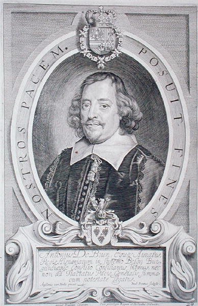 Dr Antoine de Brun (1599-1654), z „Portretów wybitnych ludzi”, sztychowanych przez Paulusa Pontiusa (1603-58), opublikowany 1706 (rycina) autorstwa Anselmus van (after) Hulle