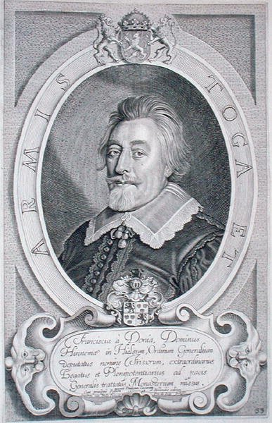 Frans van Donia (zm. 1651) z „Portraits des Hommes Illustres”, sztychowanej przez Petrusa de Iode, wydana w 1706 r. (rycina) autorstwa Anselmus van (after) Hulle