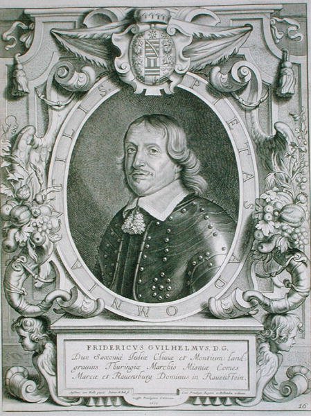 Fryderyk Wilhelm, elektor saski, z „Portraits des Hommes Illustres”, sztychowanej przez Petrusa de Iode, wydana w 1706 r. (rycina) autorstwa Anselmus van (after) Hulle