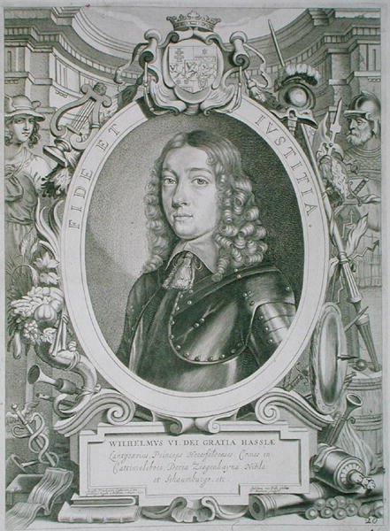 Wilhelm VI (1629-63) Landgraf Hesji-Cassel, z „Portraits des Hommes Illustres”, sztych. T. Matham, opublikowany 1706 (ryc.) autorstwa Anselmus van (after) Hulle