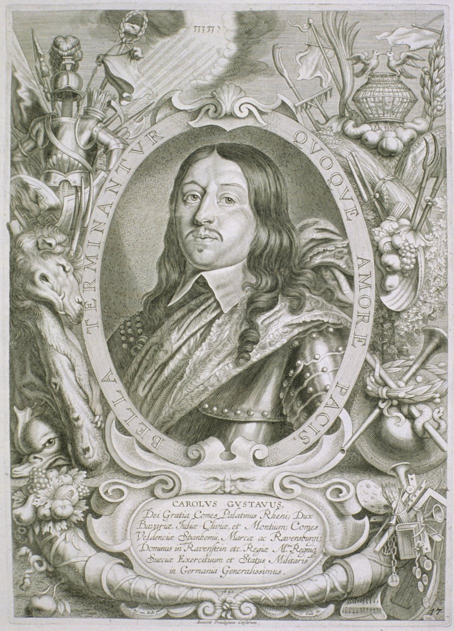Karl X Gustav (1622-60) król Szwecji, z "Portraits des Hommes Illustres", opublikowanego w 1706 r. autorstwa Anselmus van Hulle