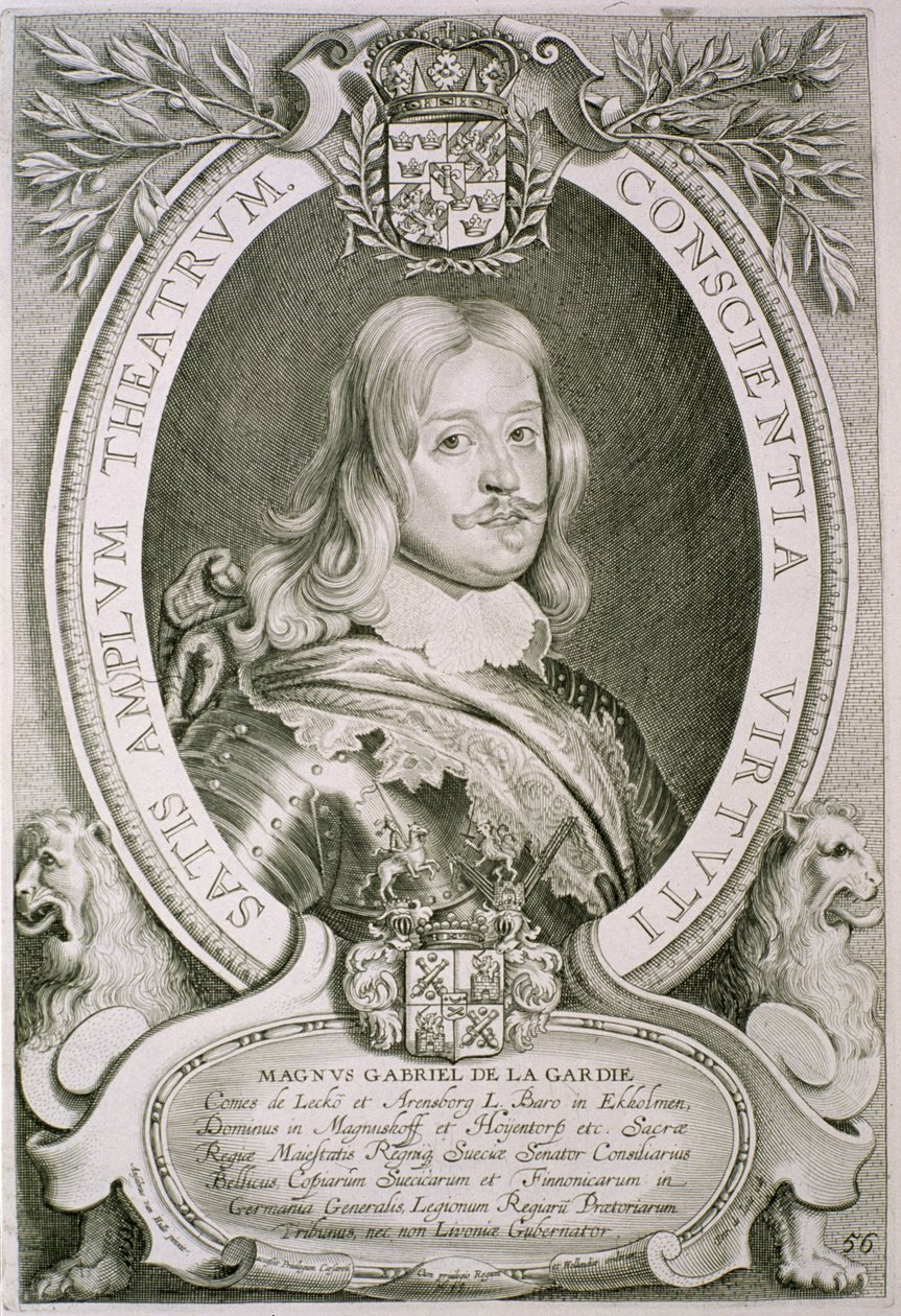 Magnus Gabriel (1622-86) Count de la Gardie, z „Portraits des Hommes Illustres”, ryty przez Petrusa de Iode, opublikowany 1706 autorstwa Anselmus van Hulle