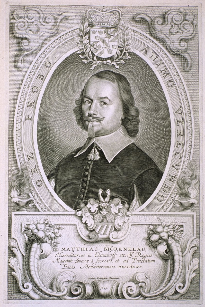 Matthias Mylonius Biorenklou (1607–71) z „Portretów wybitnych mężczyzn”, wydana w 1706 r. autorstwa Anselmus van Hulle