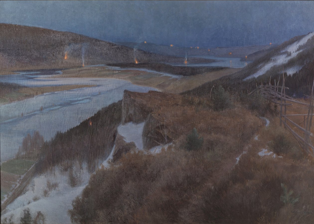 Noc Walpurgii w Bergslagen, Grangärde w Dalarnie, 1896 autorstwa Anshelm Leonard Schultzberg