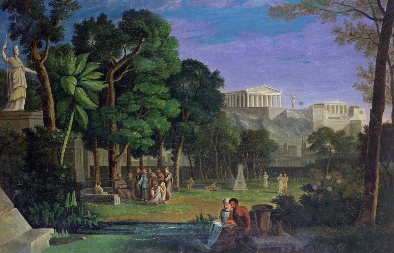 Ogród filozoficzny, Ateny, 1834 autorstwa Antal Strohmayer