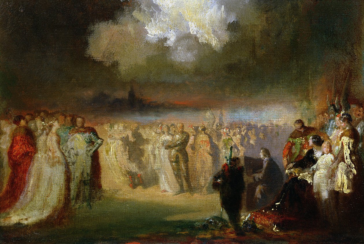 Fryderyk Chopin (1810-49) na koncercie w Hotelu Lambert, Paryż, 1840 autorstwa Antar Teofil Kwiatowski