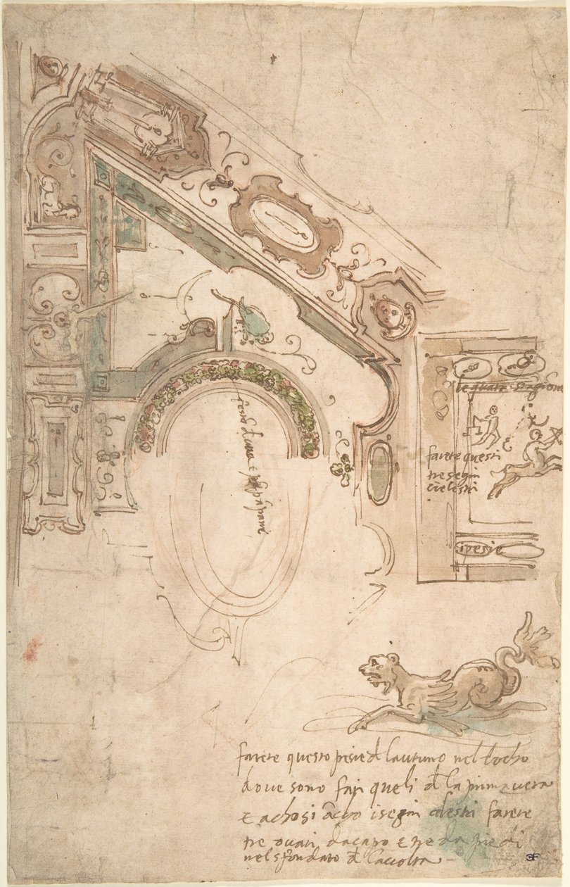 Plan ćwiartkowy dla sufitu zagłębionego, ca. 1561. autorstwa Antenore Ridolfi