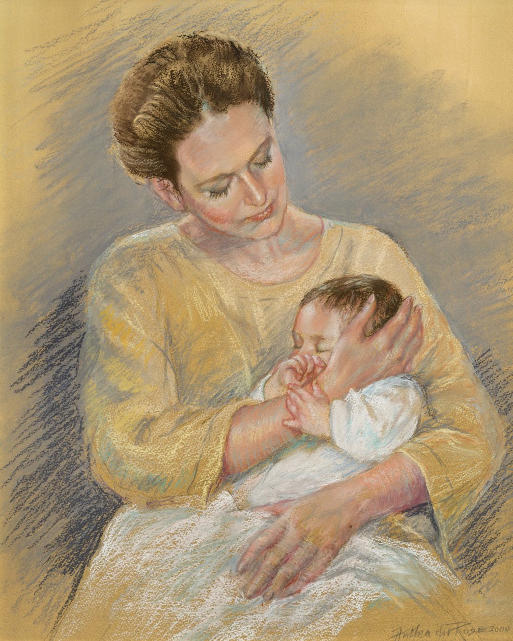 Vanessa Macdonald-Haig z wnukiem Tobym, 2000 (pastel) autorstwa Anthea Durose