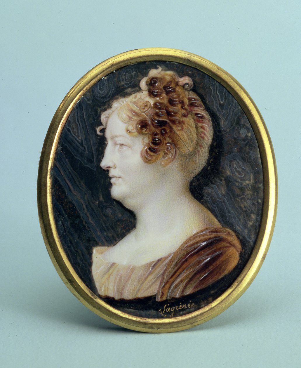Portright Marii Alekseevna Naryszkina (1762-1822), s. 1817-25 (słońce i guahe na kości słoniowej) autorstwa Anthelme Francois Lagrenee