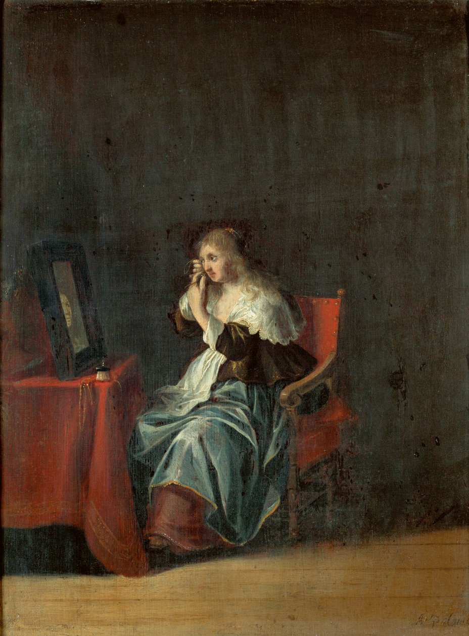 Pięć zmysłów: wzrok (malarstwo na drewnie) autorstwa Anthonie (1601-73) Palamedesz