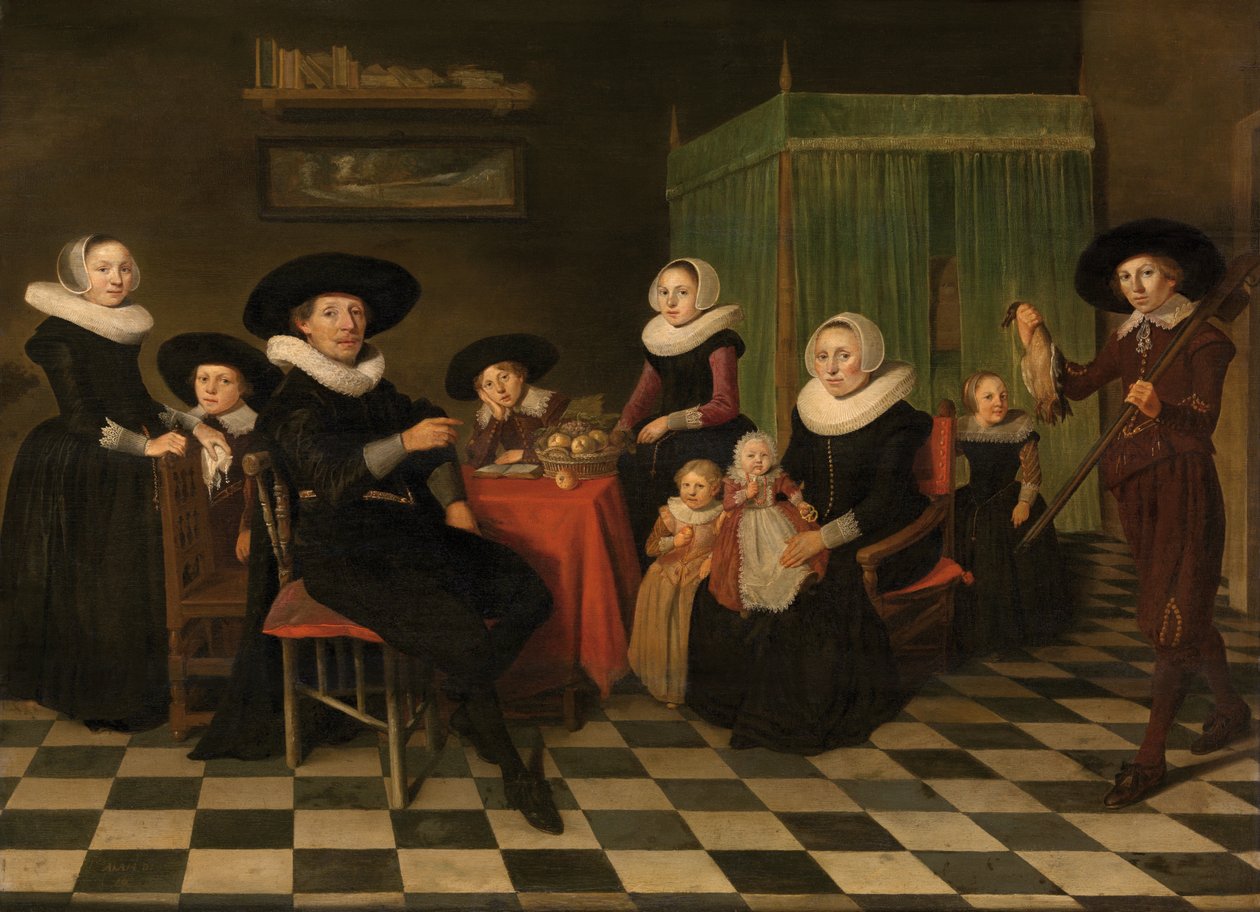 Portret rodziny (olej na płótnie) autorstwa Anthonie (1601 73) Palamedesz