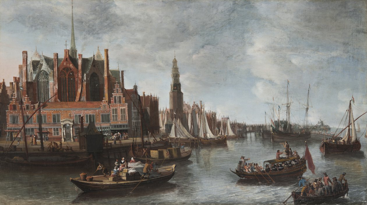 Widok na Nowy Kościół w Amsterdamie autorstwa Anthonie Beerstraten