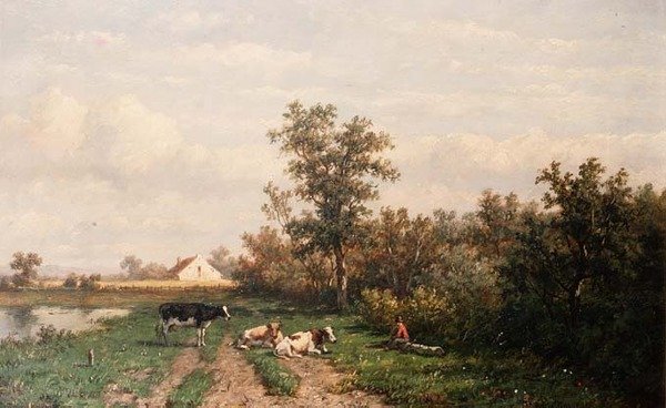 Holenderski krajobraz (panel) autorstwa Anthonie Jacobus van Wyngaerdt