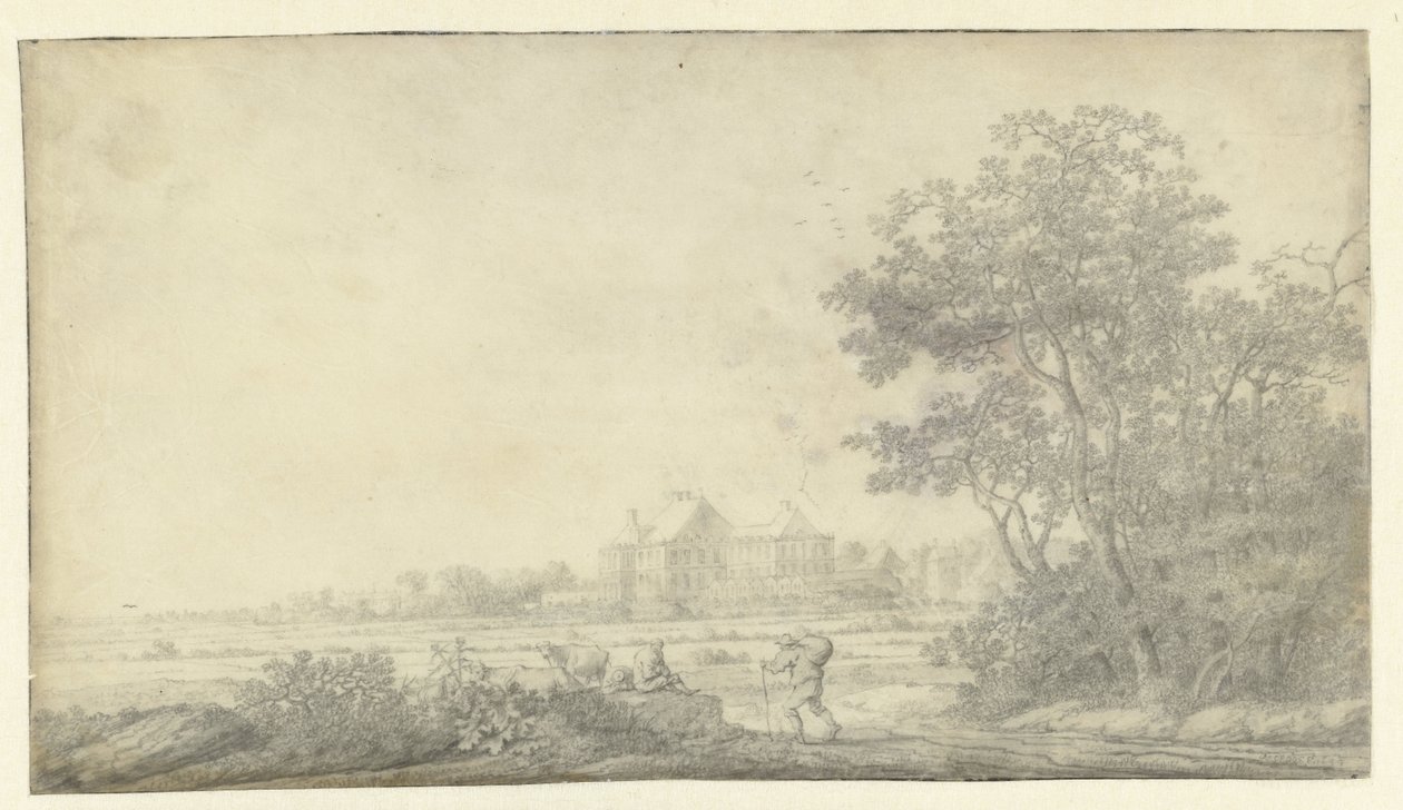 Widok Huis ter Nieuburch, Rijswijk, widziany od wschodu autorstwa Anthonie Jansz. van der Croos
