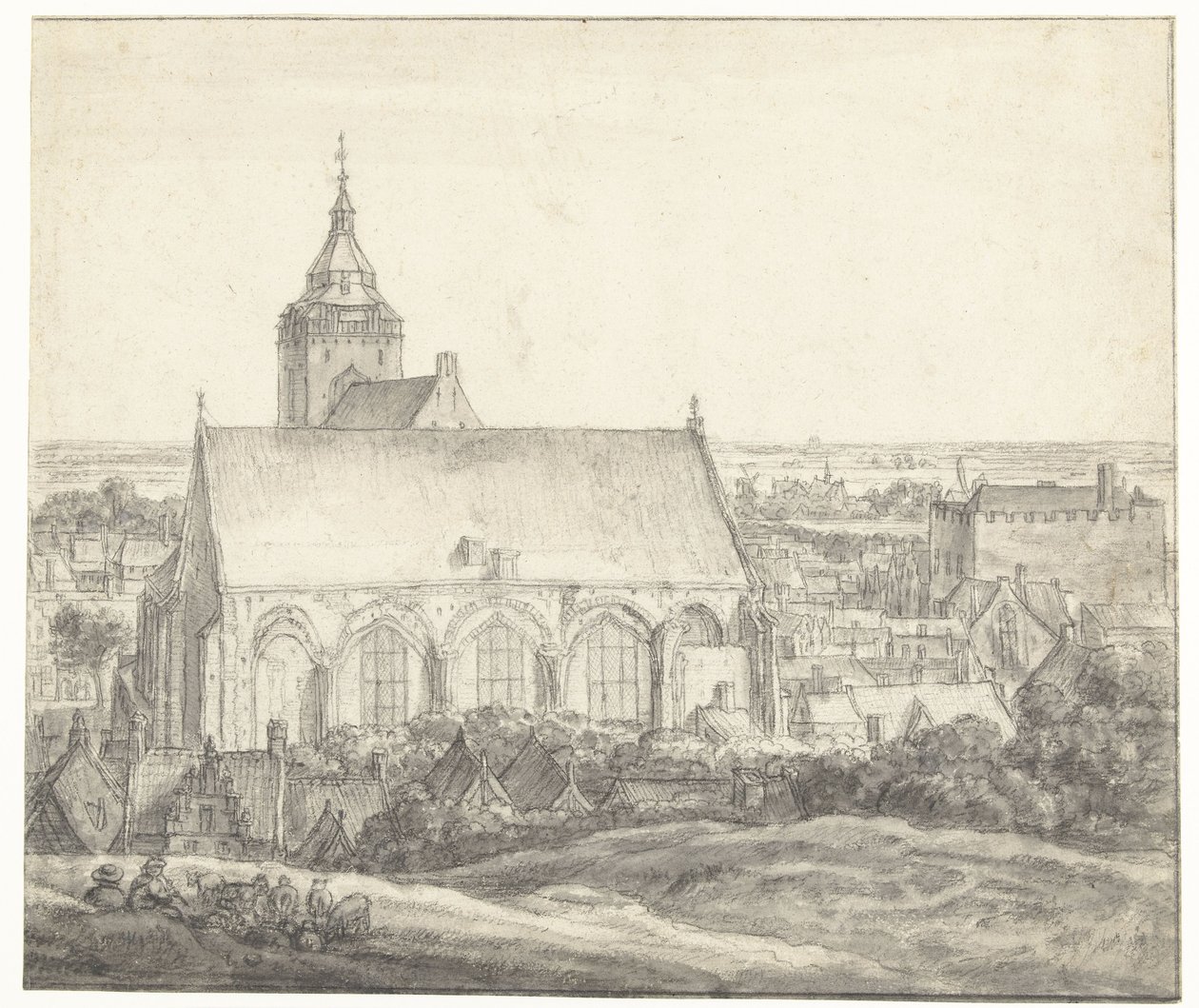 Kościół Buurkerk w Utrechcie autorstwa Anthonie Waterloo