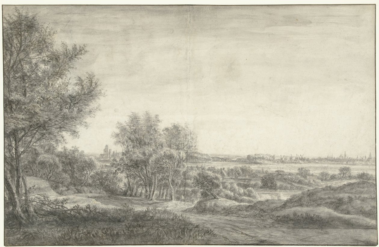 Widok z wydm Haarlem z ruinami Domu w Kleve autorstwa Anthonie Waterloo