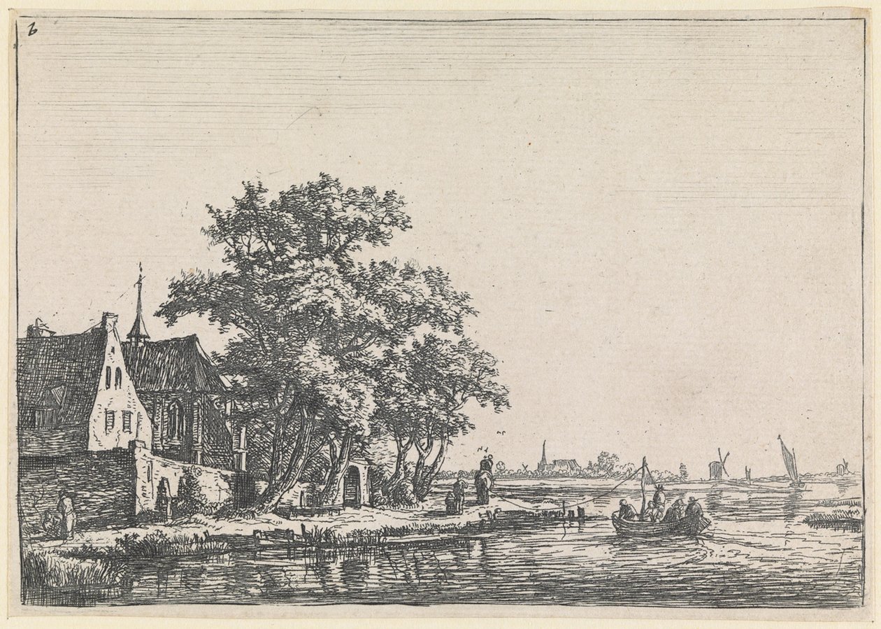 Cmentarz nad brzegiem wody (nr 2 z serii 12 rycin) autorstwa Anthonie Waterloo