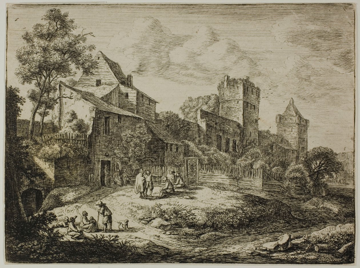 Podwórze przed karczmą, od Twelve Landscapes autorstwa Anthonie Waterloo
