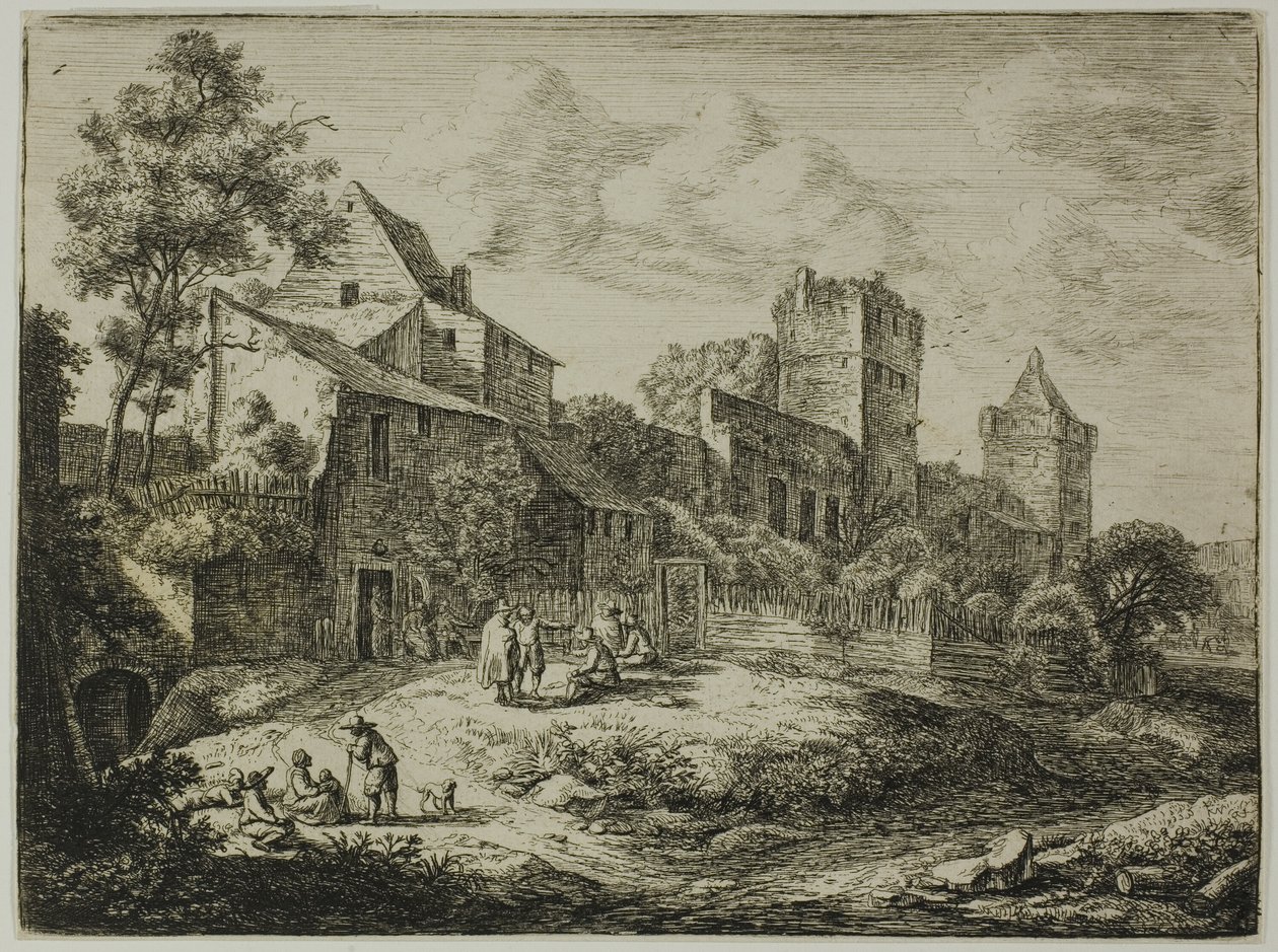 Podwórze przed karczmą, od Twelve Landscapes autorstwa Anthonie Waterloo