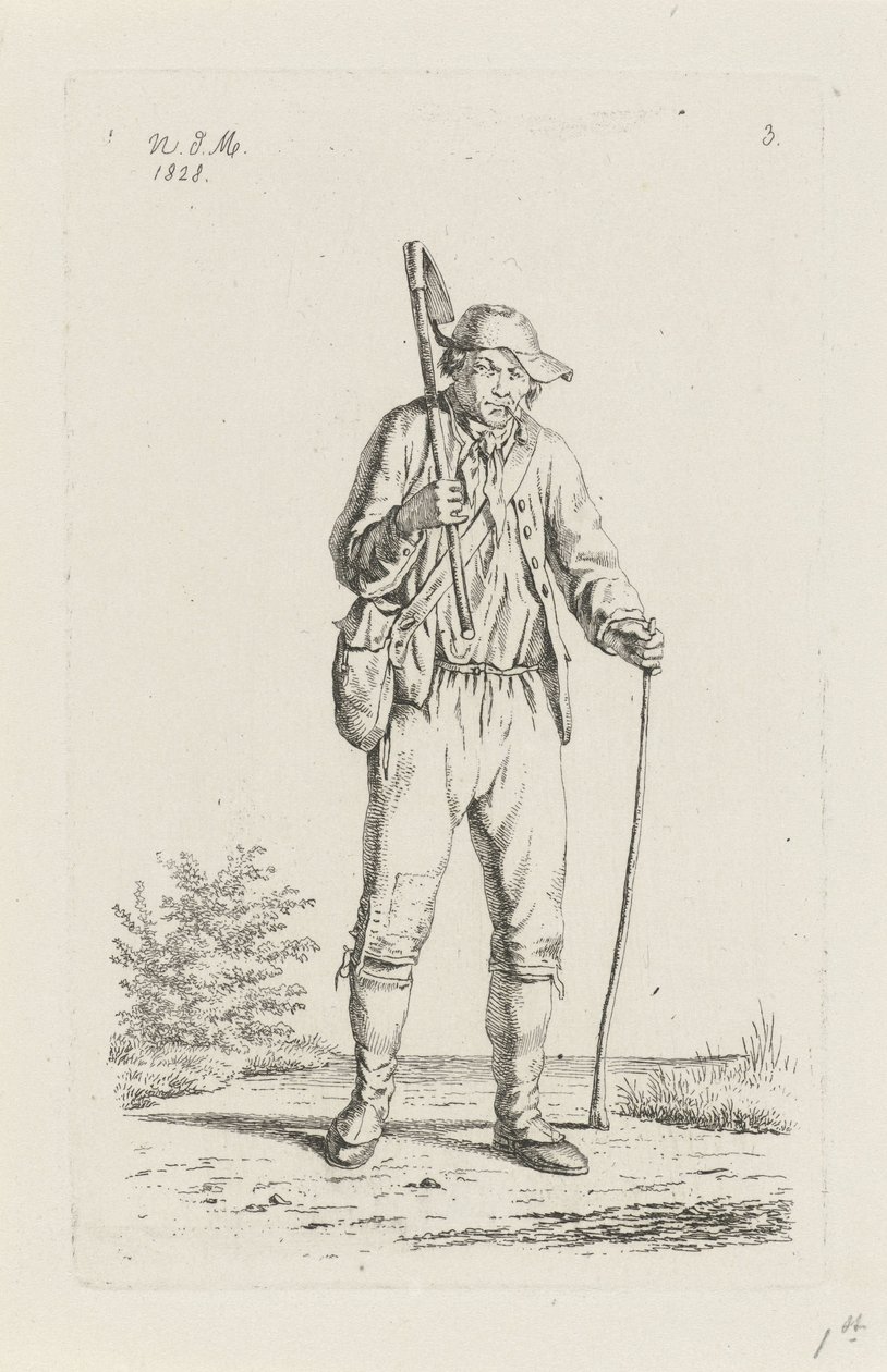 Rolnik z Ardenów z motyką Rolnicy i kobiety rolnicy z Wielkiej Brytanii (tytuł serii) autorstwa Anthonie Willem Hendrik Nolthenius de Man