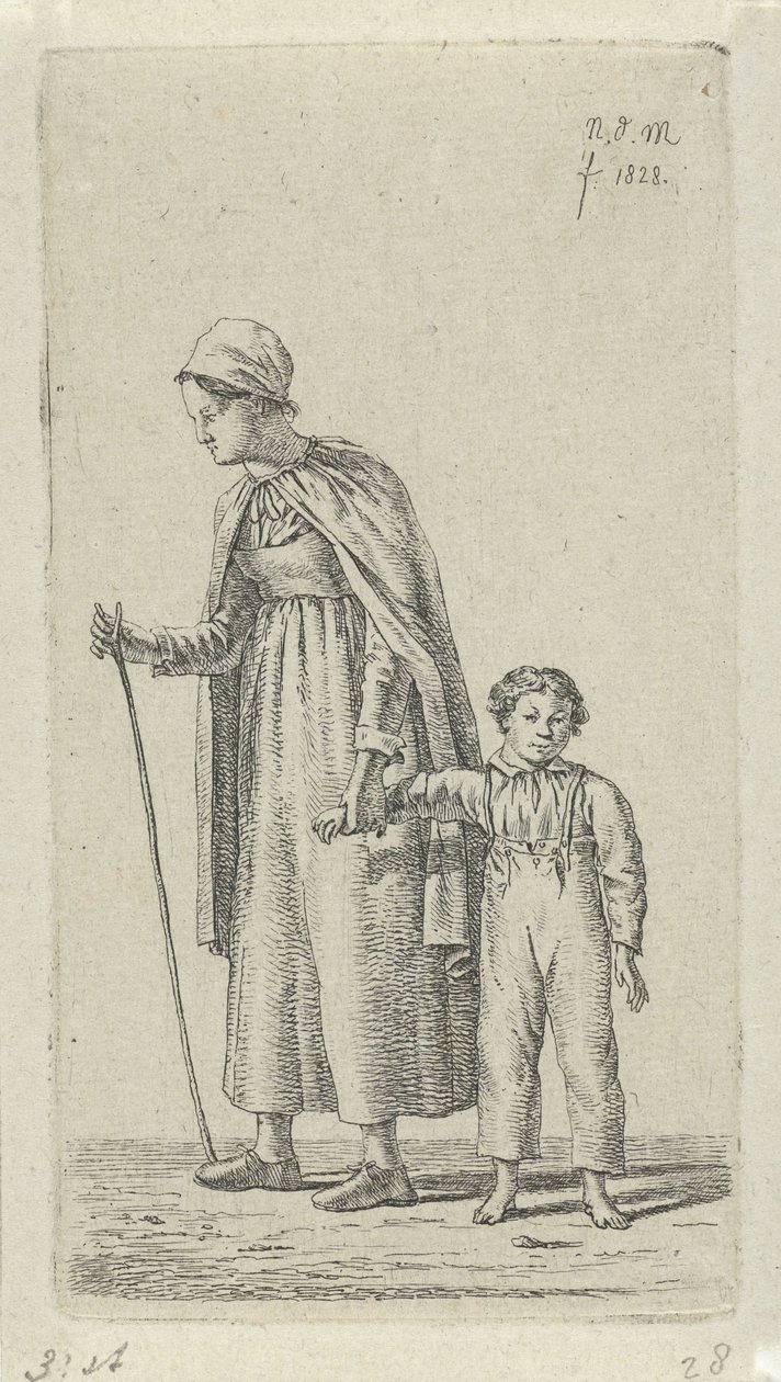 Matka z dzieckiem w ramieniu 12 figurek do nauki (tytuł serii) autorstwa Anthonie Willem Hendrik Nolthenius de Man