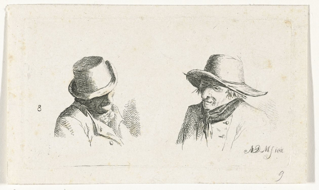 Dwóch mężczyzn w kapeluszach autorstwa Anthonie Willem Hendrik Nolthenius de Man