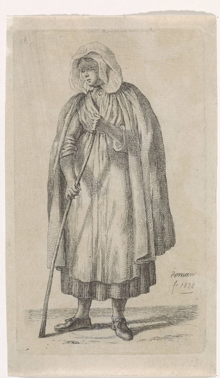 Kobieta w płaszczu i kijem autorstwa Anthonie Willem Hendrik Nolthenius de Man