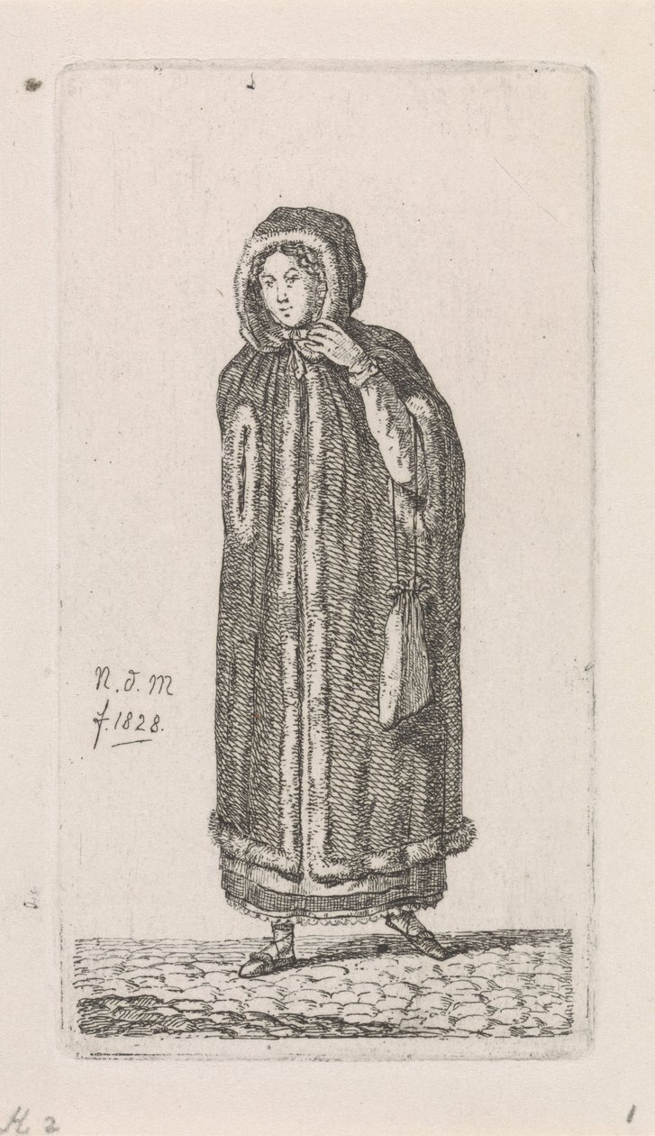 Kobieta w płaszczu 12 figurek do nauki (tytuł serii) autorstwa Anthonie Willem Hendrik Nolthenius de Man