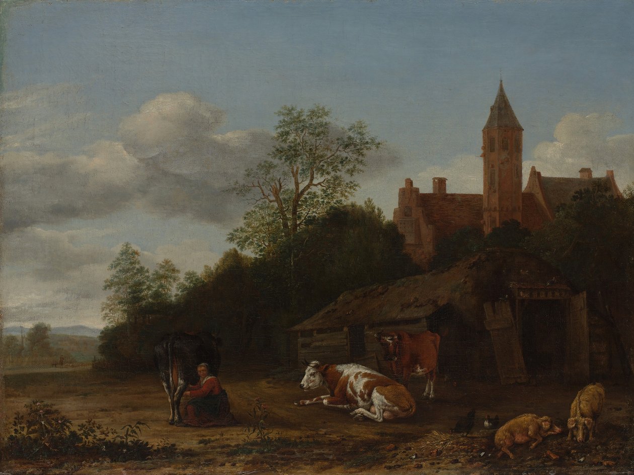 Scena podwórkowa, ca. 1650-55. autorstwa Anthonie van Borssom