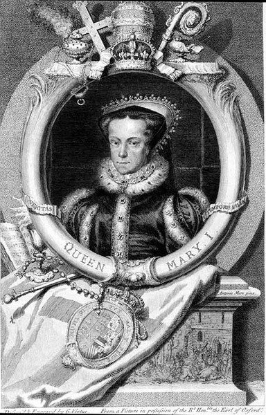 Maria I (1516-58) Królowa Anglii z 1553 r., rycina George Vertue (1684-1756) (rycina) autorstwa after Anthonis Mor van Dashorst