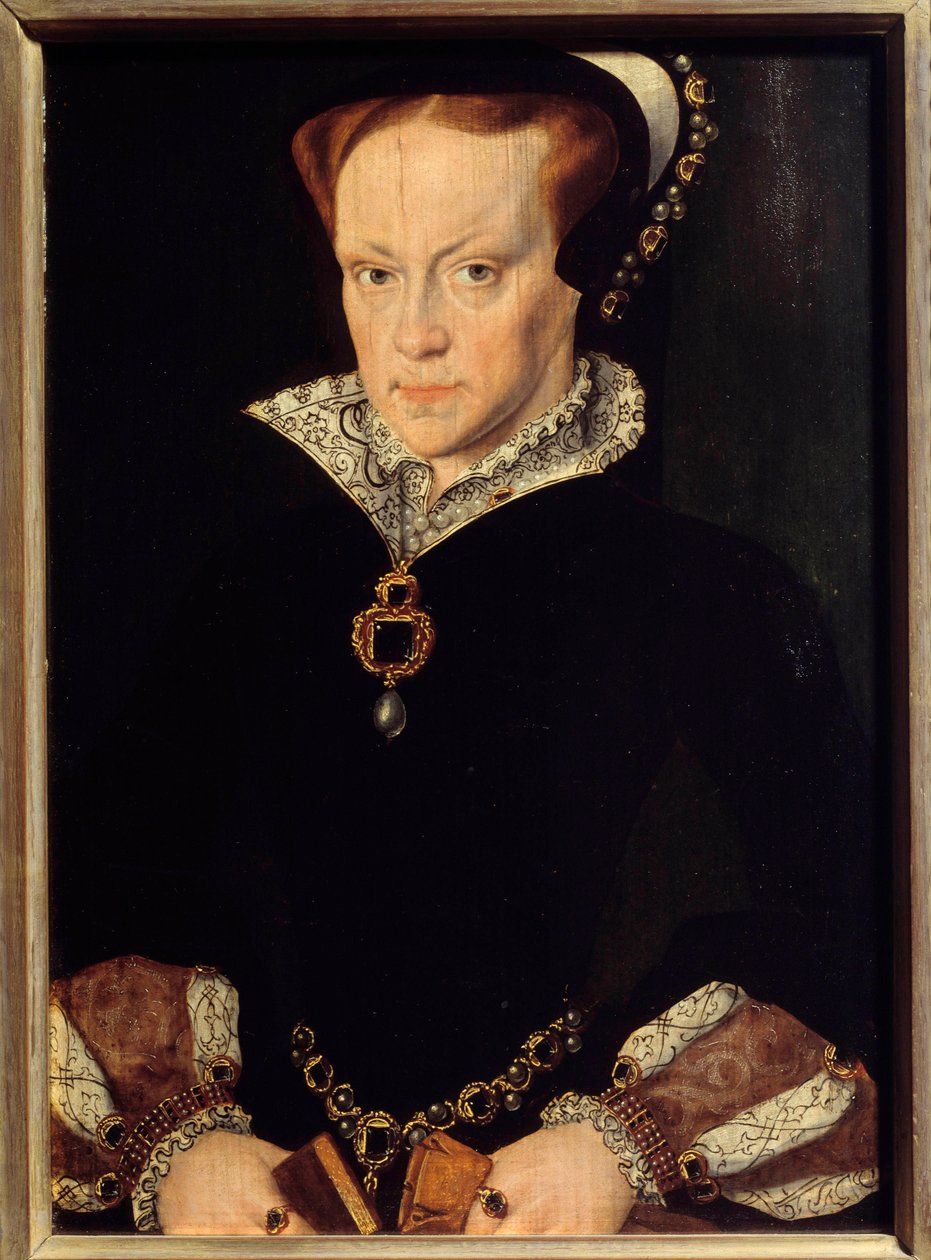 Portret Marii Tudor (1516-1558) Królowej Anglii Obraz Antonio Moro (1517-1575) XVI-wieczne Słońce. 0,32x0,23 m² autorstwa after Anthonis Mor van Dashorst